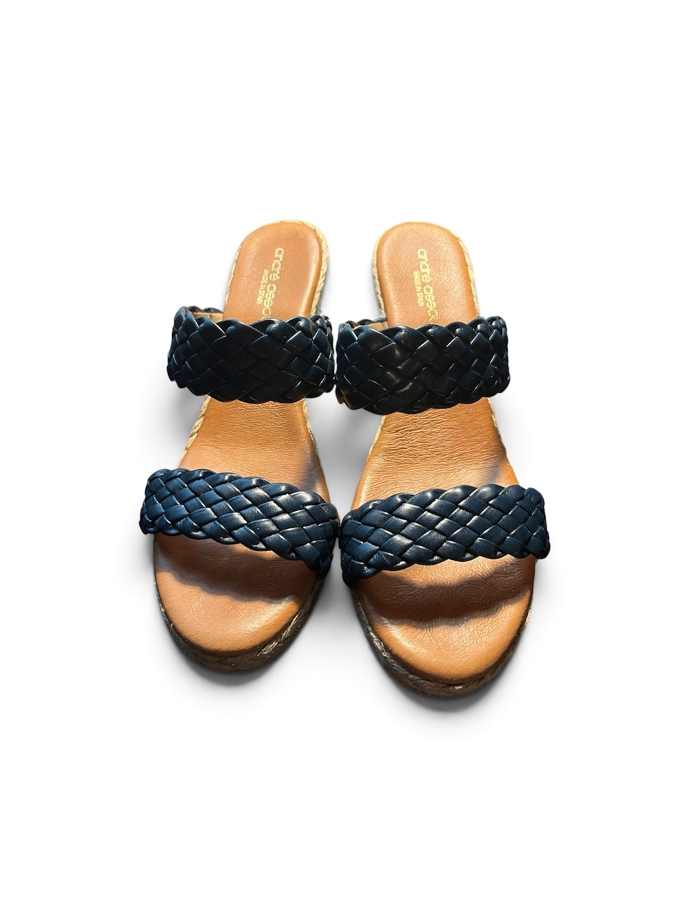 Braided navy blue Wedge Sandal for Women size 41/10 Andre Assous Sandal